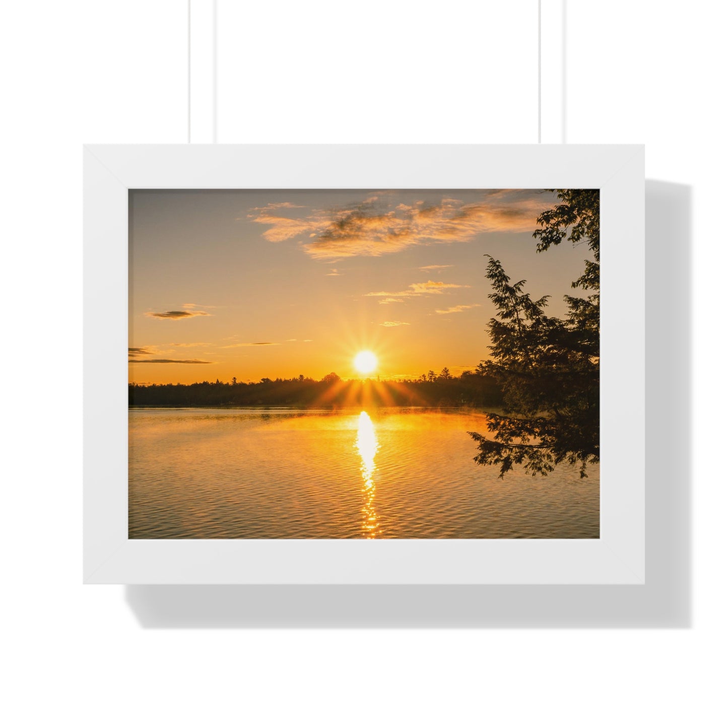 Summer Sunrise Over A Maine Lake Framed Matte Print