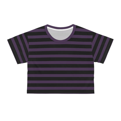 Purple + Black Stripes Cropped Tee