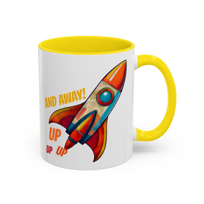 Rocket Ship Liftoff Colorful Ceramic Mug (11, 15oz)