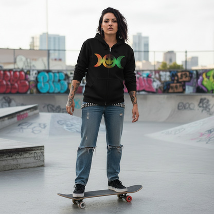 Divine Feminine Triple Moon Emoji Adult Zipper Hoodie