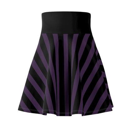 Purple + Black Striped Women's Flowy Skirt