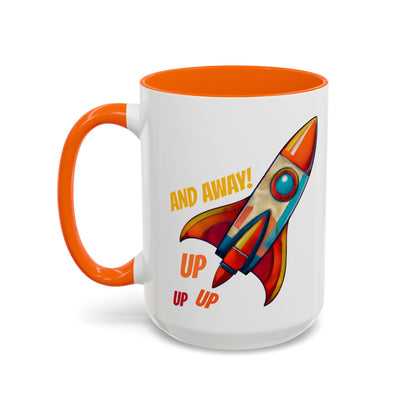 Rocket Ship Liftoff Colorful Ceramic Mug (11, 15oz)