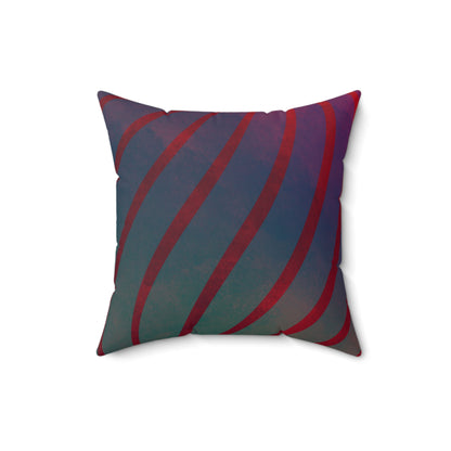 Red + Teal Illusion Wave Stripes Faux Suede Throw Pillow