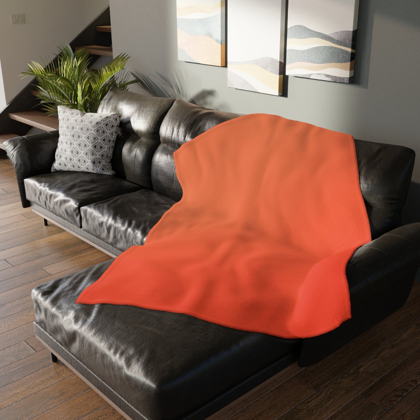 Pixel Mosaic Teal Orange Faux Mink Velveteen Blanket