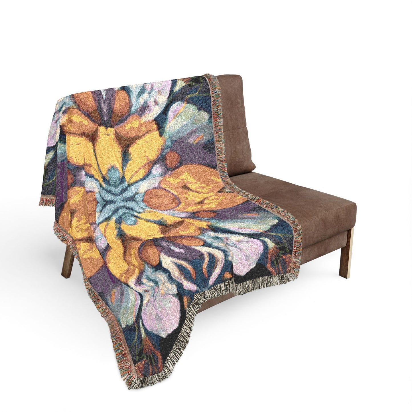 Painted Flower Symmetry 100% Cotton Woven Blanket (3 sizes) | Made In USA