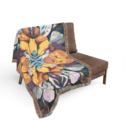 Painted Flower Symmetry 100% Cotton Woven Blanket (3 sizes) | Made In USA