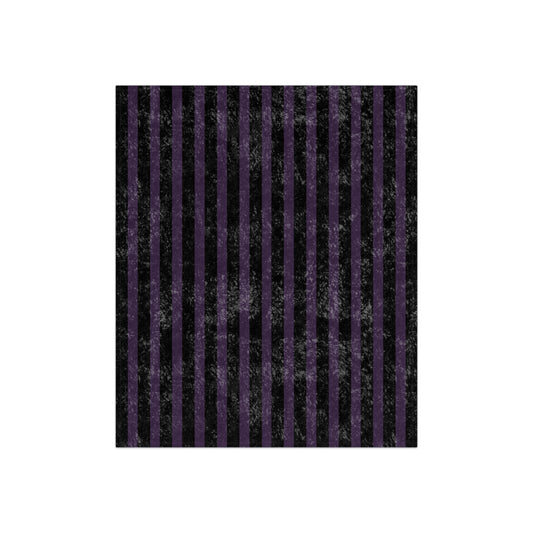 Purple + Black Striped Crushed Velvet Blanket