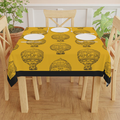 Golden Vintage Hot Air Balloon 55-inch Square Tablecloth