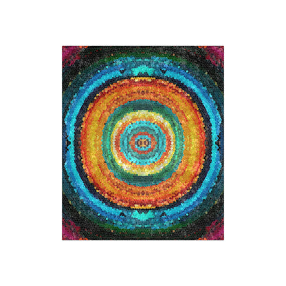 Pixel Mosaic Teal Orange Crushed Velvet Blanket