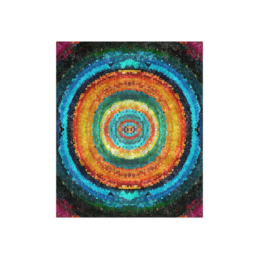 Pixel Mosaic Teal Orange Crushed Velvet Blanket