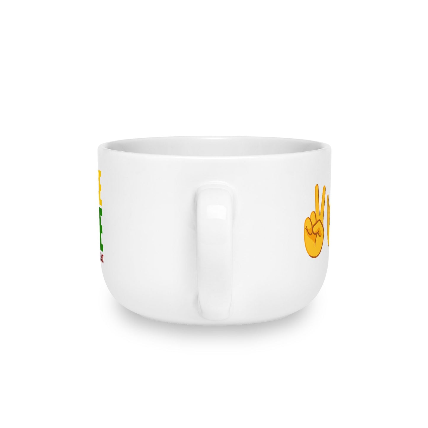 Peace, Love, Live Long + Make Art Emoji Large Ceramic Mug, 25oz