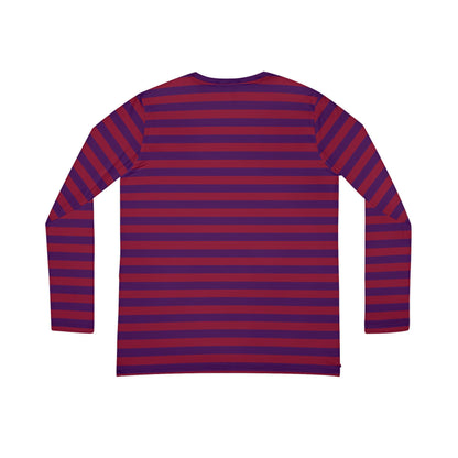 Red + Purple Skinny Striped Women's Long Sleeve V-neck Shirt