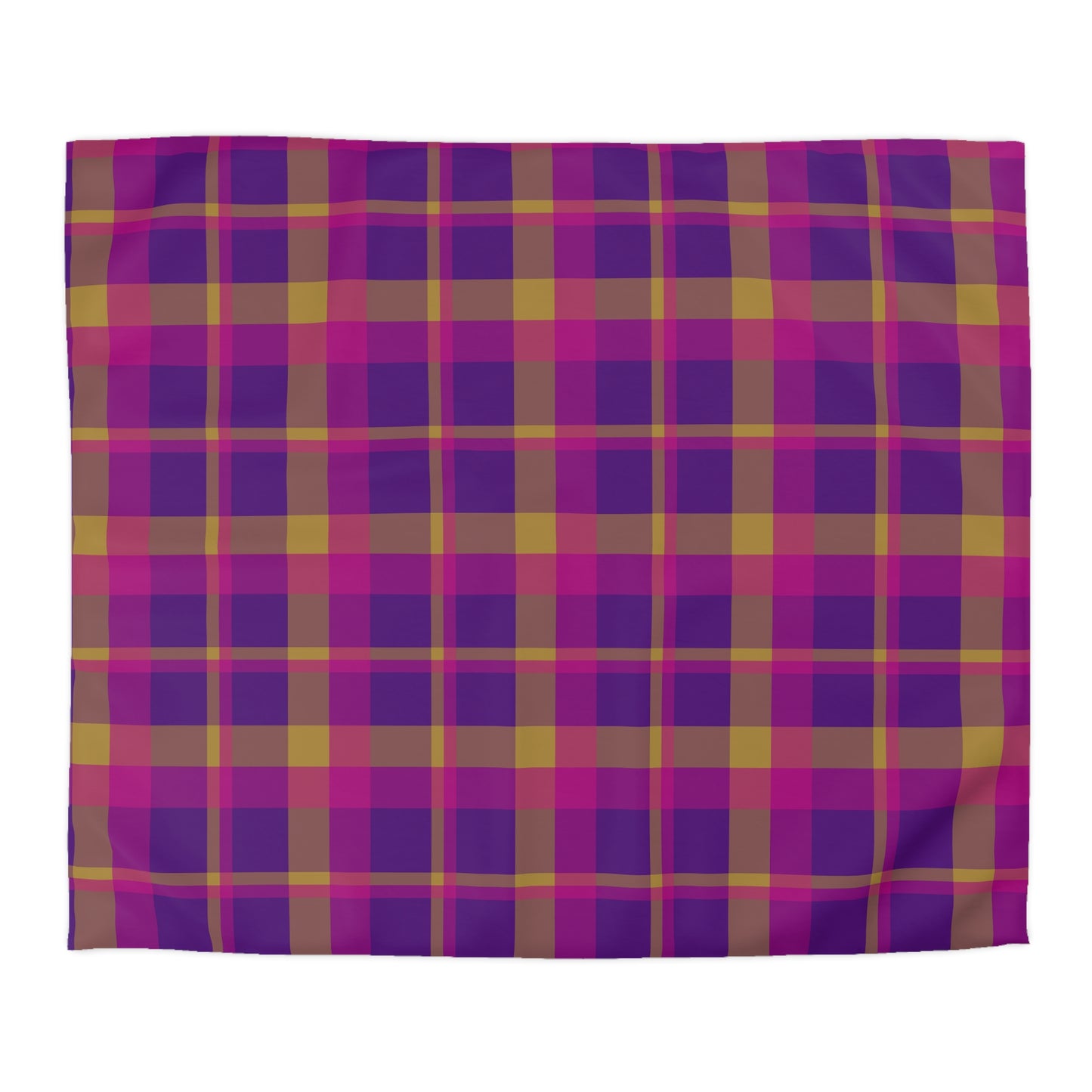 Yellow + Magenta Plaid Woven Duvet Cover