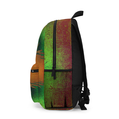 Earthy Green + Orange Sun Water-Resistant School Backpack