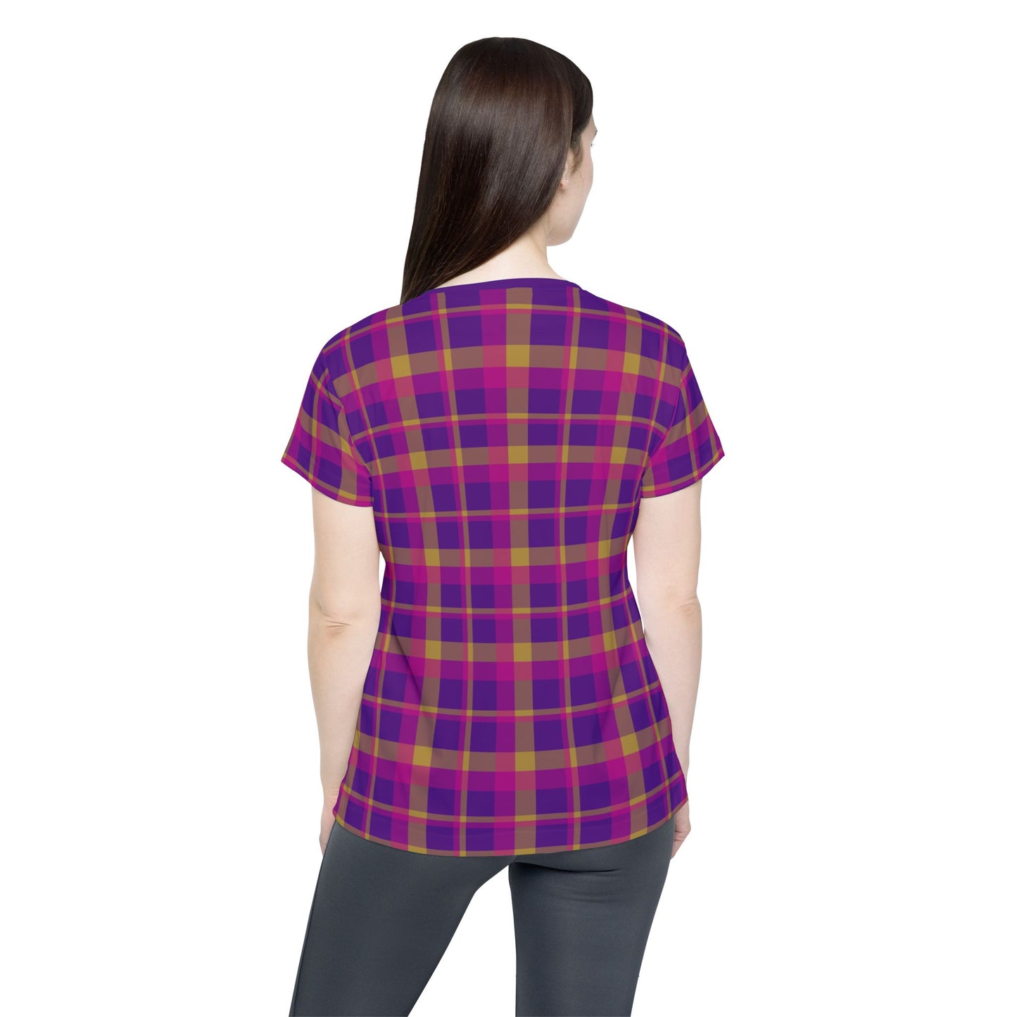 Yellow + Magenta Plaid Women's Athletic Shirt