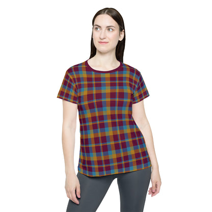 Mustard + Plum Plaid Women's Athletic T-Shirt