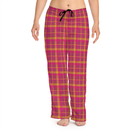 Pink + Yellow Plaid Women's Pajama Pants