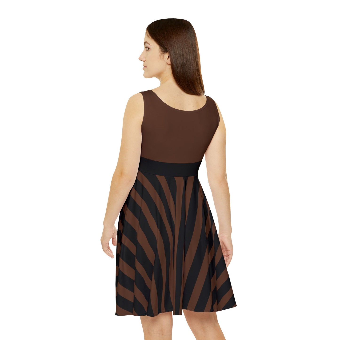 Brown + Black Stripe Women's Skater Dress