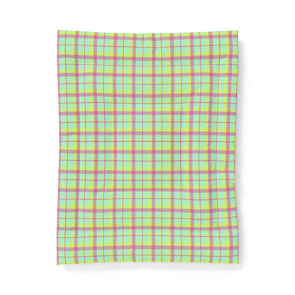 Neon Green + Pink Plaid 100% Cotton Comforter
