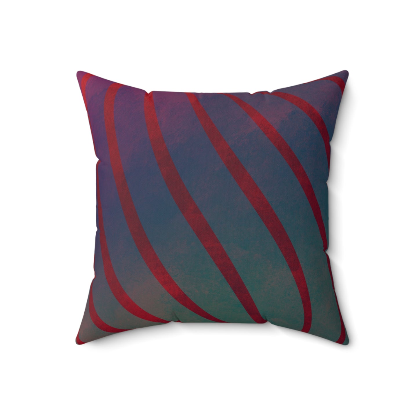 Red + Teal Illusion Wave Stripes Faux Suede Throw Pillow