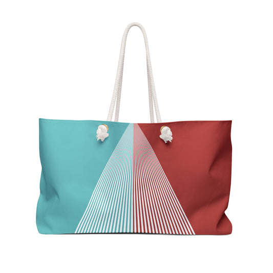 Blue + Red Color Duality Weekender Bag