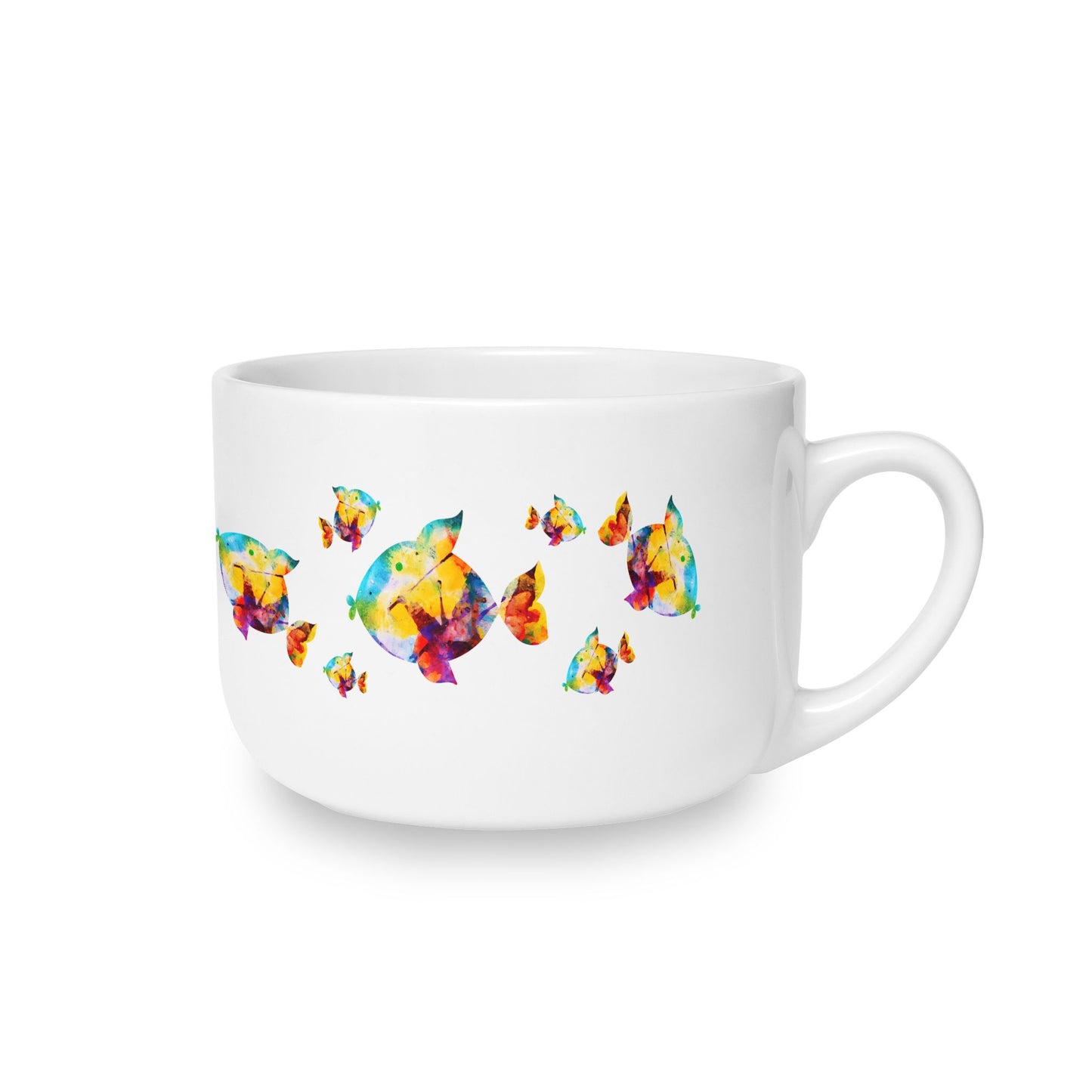 Happiness is a Painted Fish Extra Large Ceramic Mug, 25oz