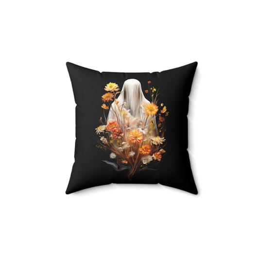 Halloween Garden Haunting Faux Suede Throw Pillow