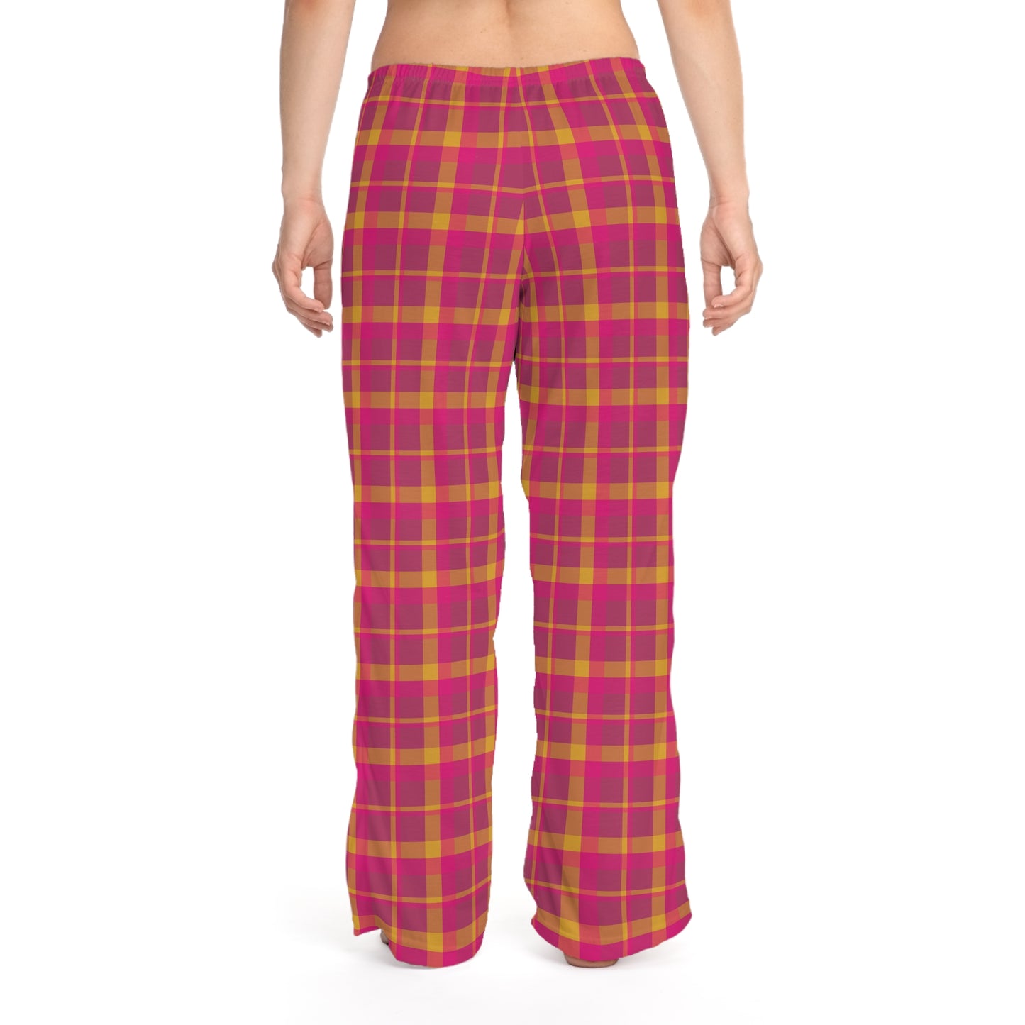 Pink + Yellow Plaid Women's Pajama Pants