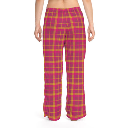 Pink + Yellow Plaid Women's Pajama Pants