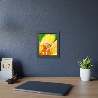 Metallic Green Bee Framed Print | Nature Photography