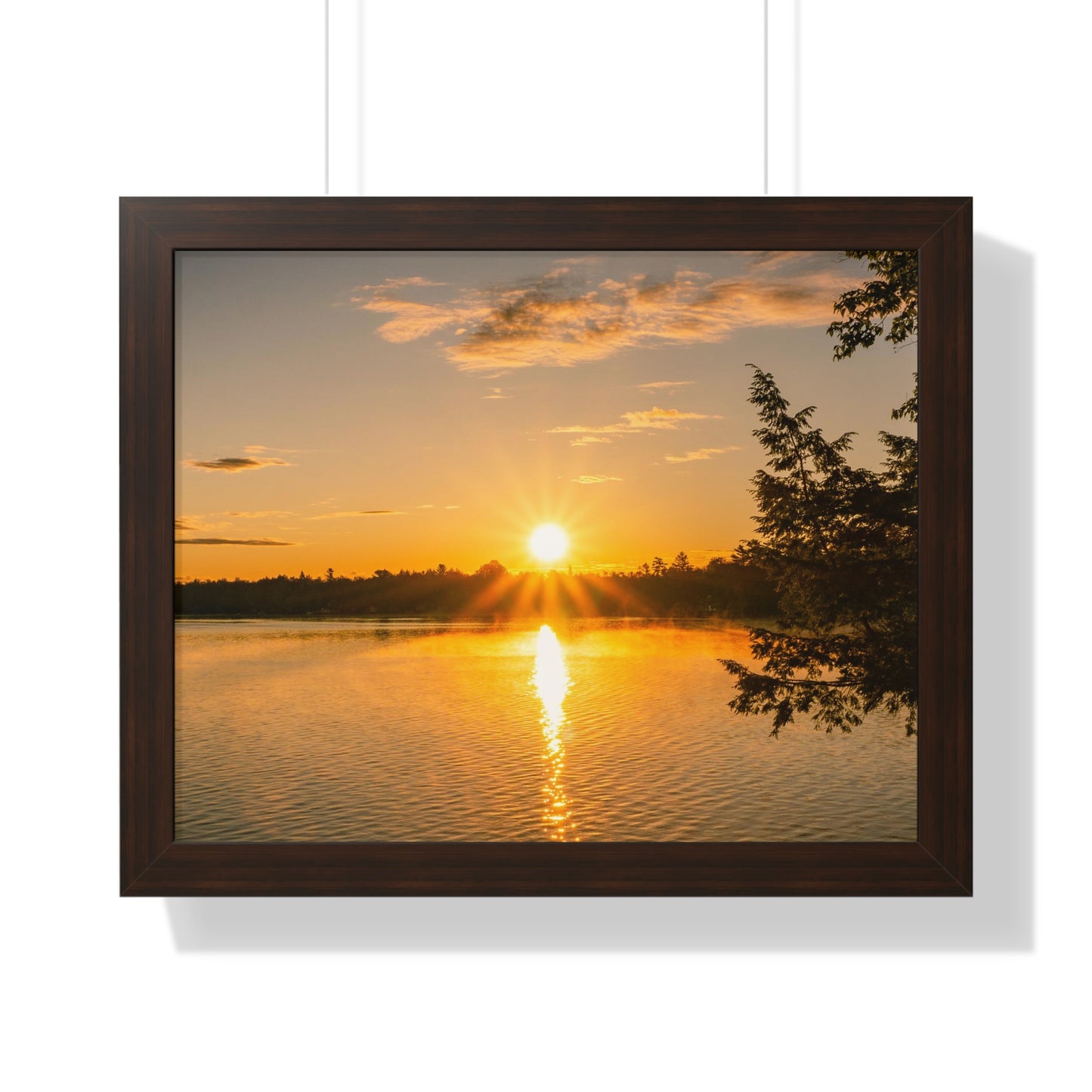 Summer Sunrise Over A Maine Lake Framed Matte Print