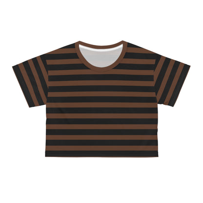 Brown + Black Stripes Cropped Tee