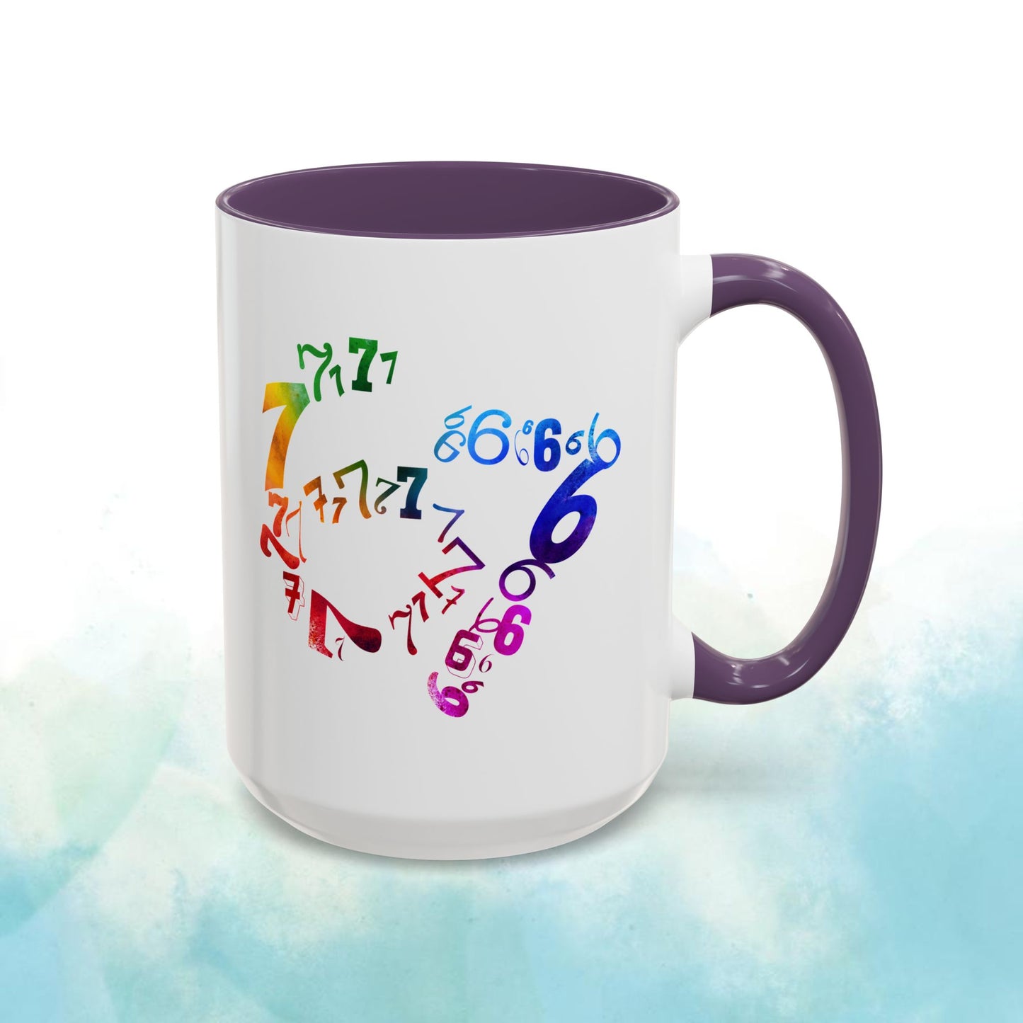 6-7 Meme Illusion Colorful Handle Ceramic Mug (11, 15oz)