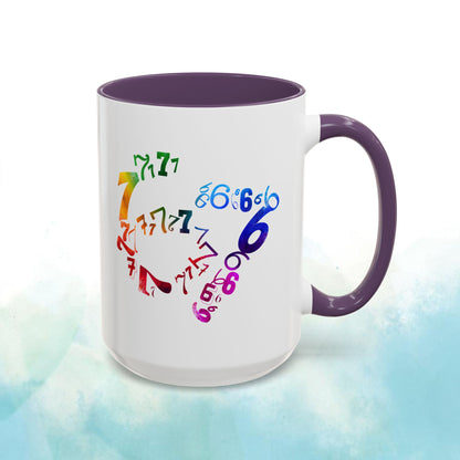 6-7 Meme Illusion Colorful Handle Ceramic Mug (11, 15oz)