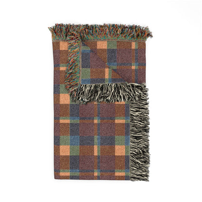 Warm Color Blocks 100% Cotton Woven Blanket (3 sizes) | Made In USA