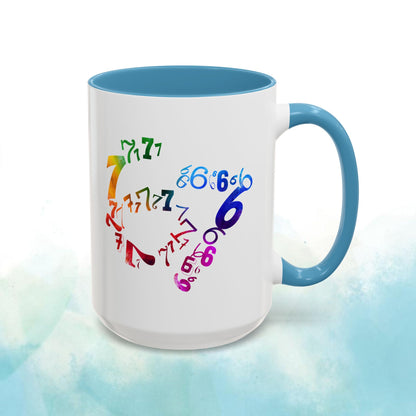 6-7 Meme Illusion Colorful Handle Ceramic Mug (11, 15oz)