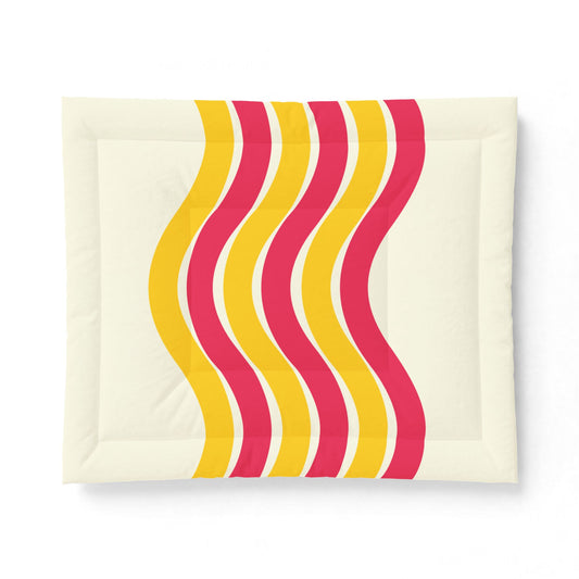Pink + Yellow Waves 100% Cotton Comforter