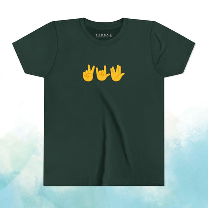 Peace, Love, Live Long Emoji Short Sleeve Kids' T-Shirt (multicolors)