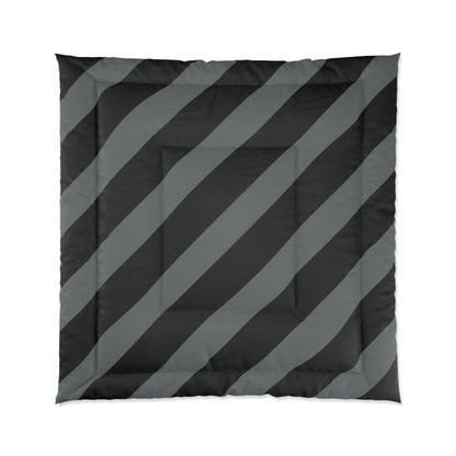 Diagonal Black + Gray Stripe Comforter