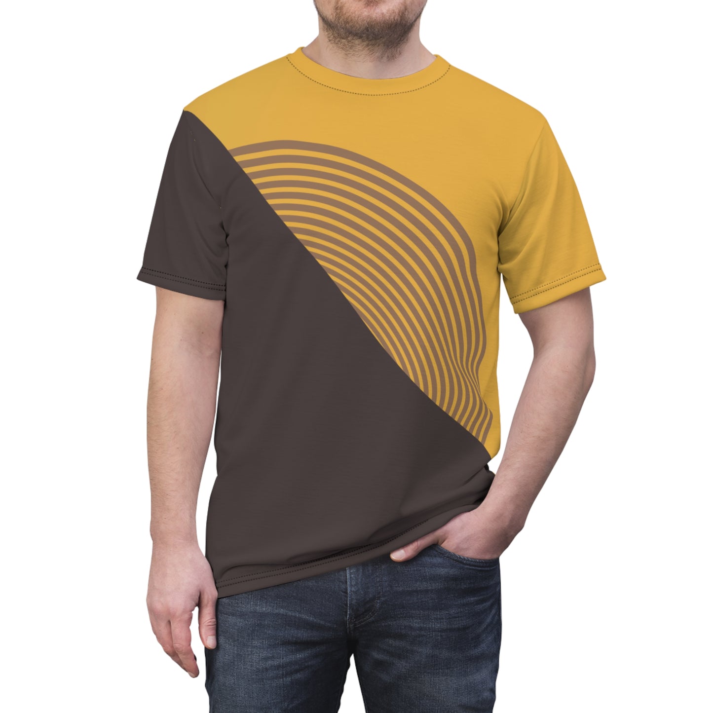 Yellow & Gray Geometric Men's Tee