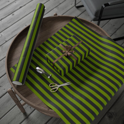 Avocado Green Striped Wrapping Paper Roll (3 sizes)