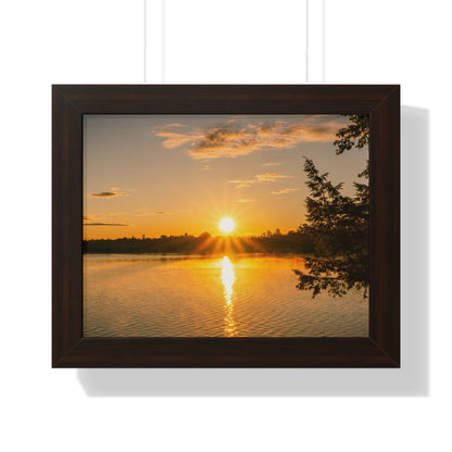 Summer Sunrise Over A Maine Lake Framed Matte Print