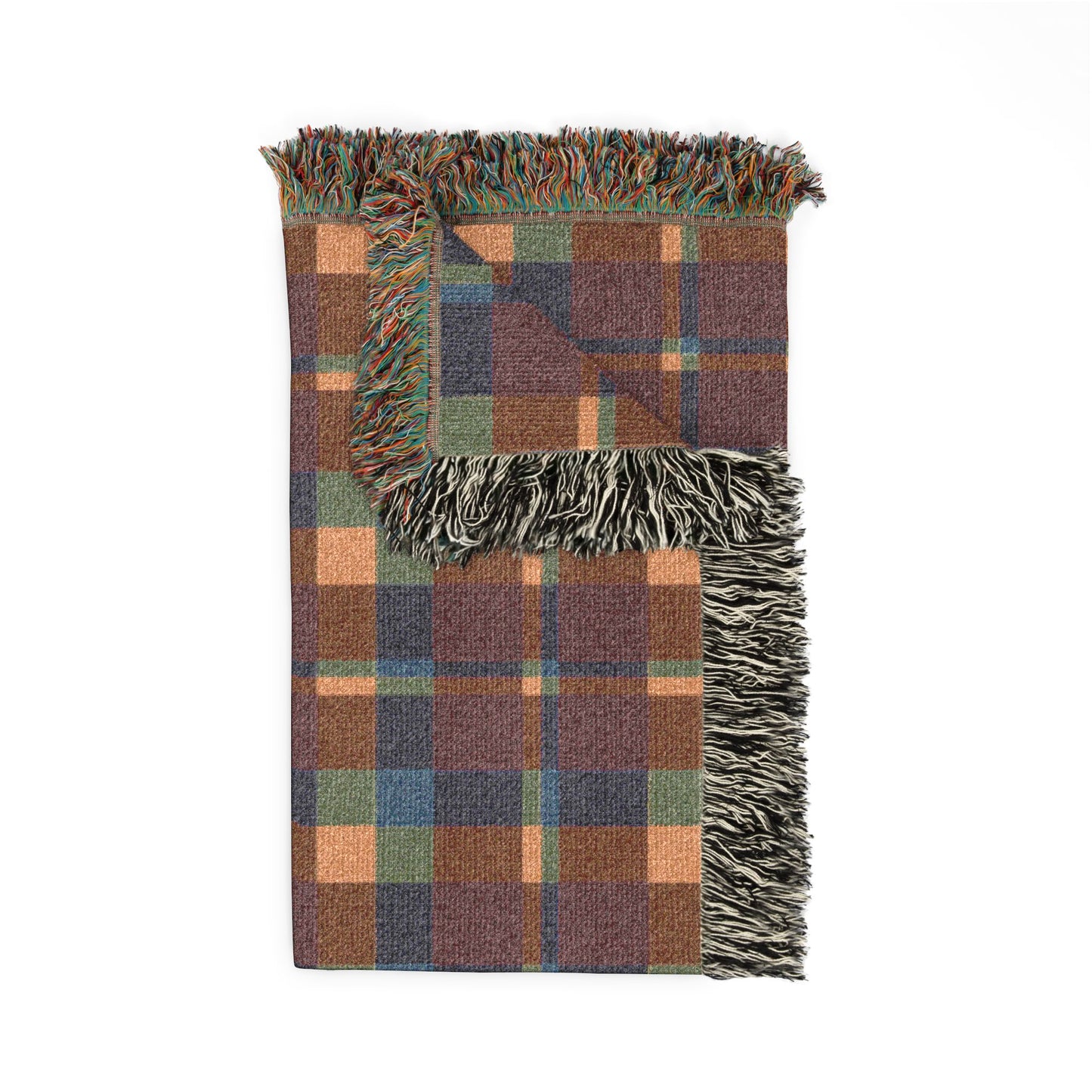 Warm Color Blocks 100% Cotton Woven Blanket (3 sizes) | Made In USA