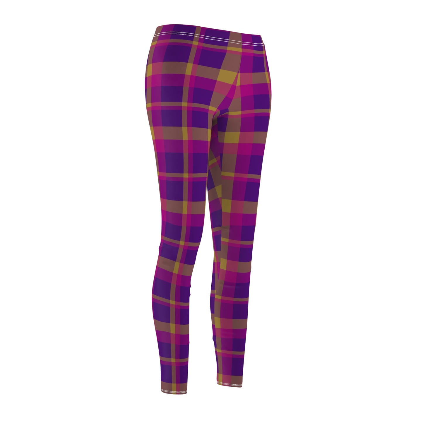 Yellow + Magenta Plaid Women's Extra Soft Brushed Suede Leggings