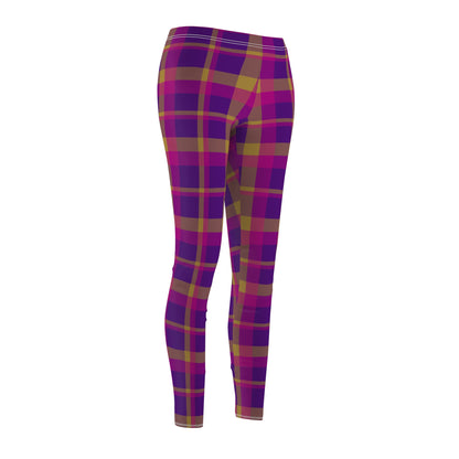 Yellow + Magenta Plaid Women's Extra Soft Brushed Suede Leggings