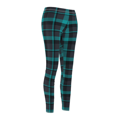 Muted Purple + Green Plaid Women's Extra Soft Brushed Suede Leggings