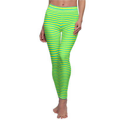 Lemon Lime Skinny Striped Women's Super Soft Leggings