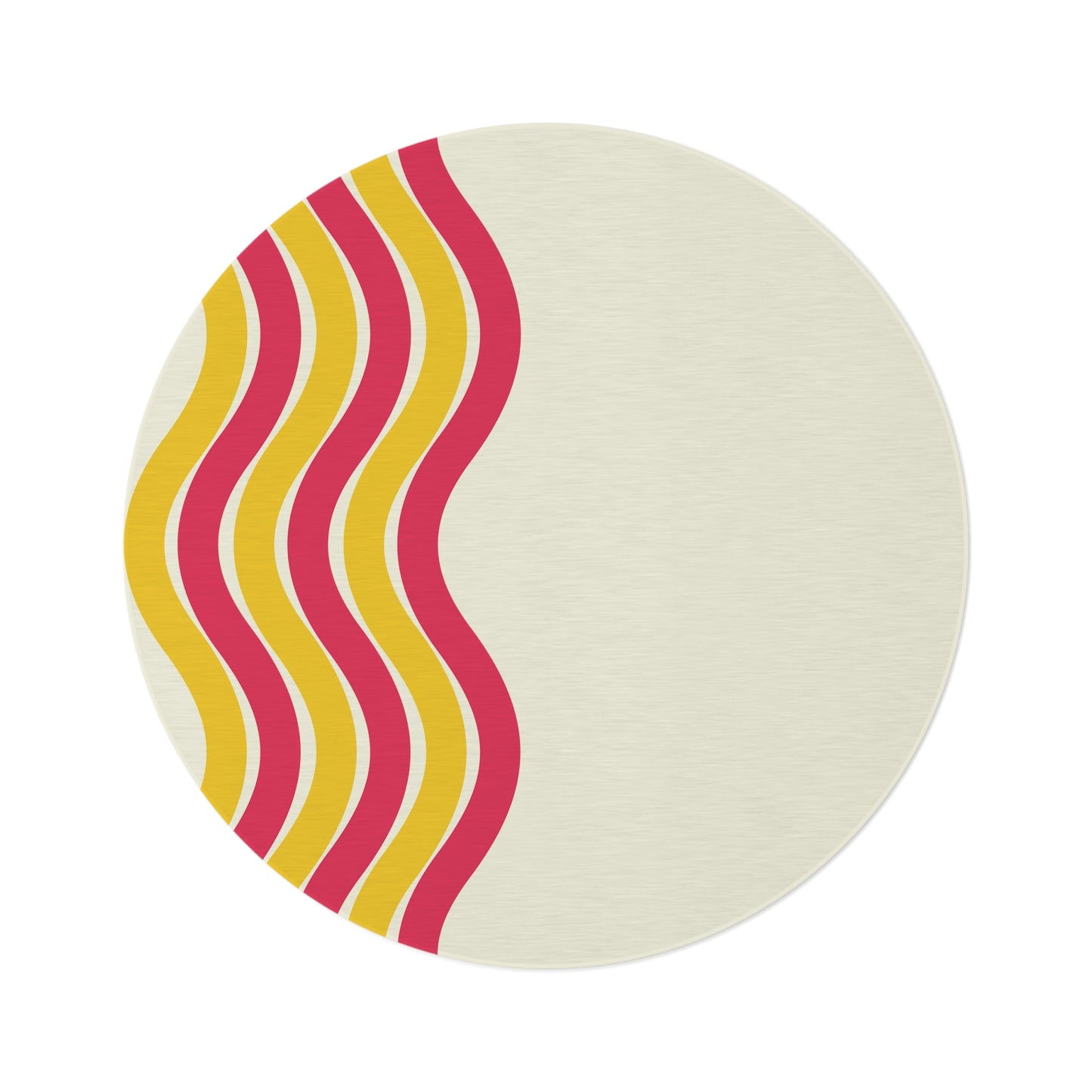 Pink + Yellow Waves Round Rug