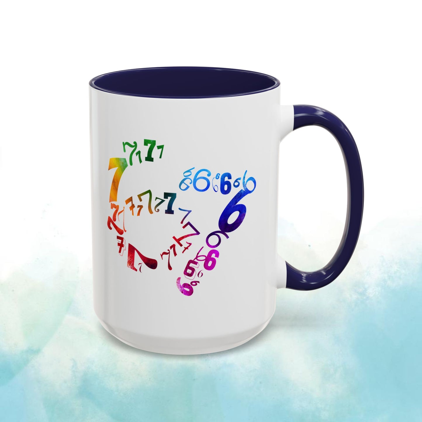 6-7 Meme Illusion Colorful Handle Ceramic Mug (11, 15oz)