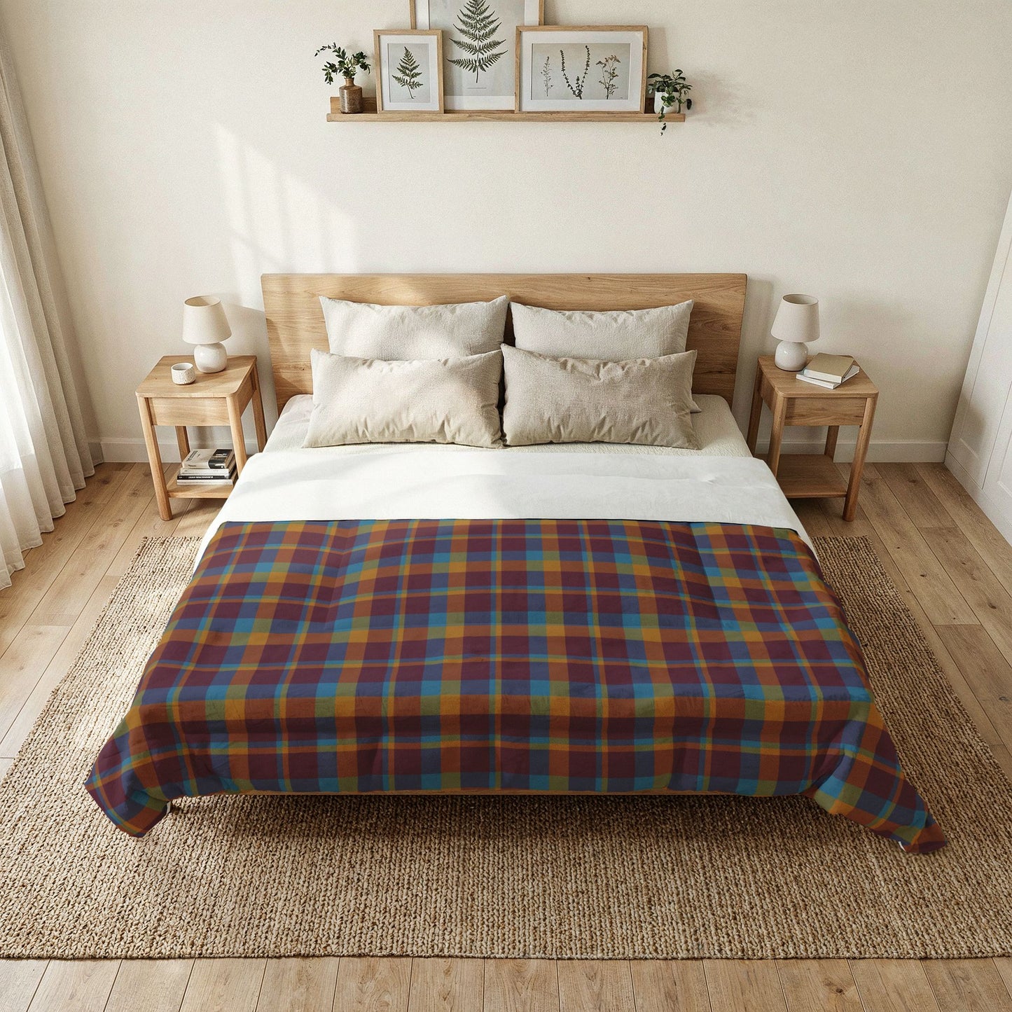 Mustard + Plum Plaid 100% Cotton Comforter